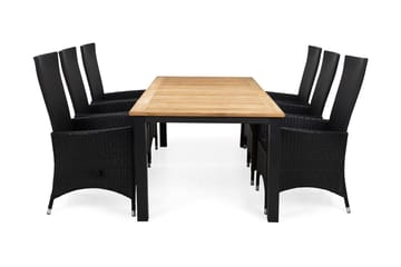 Las Vegas Spisegruppe 220-280+6 Jenny Regulerbare Stoler - Inkl Puter Svart/Teak - Hagemøbler & utemiljø - Hagegruppe - Spisegrupper hage