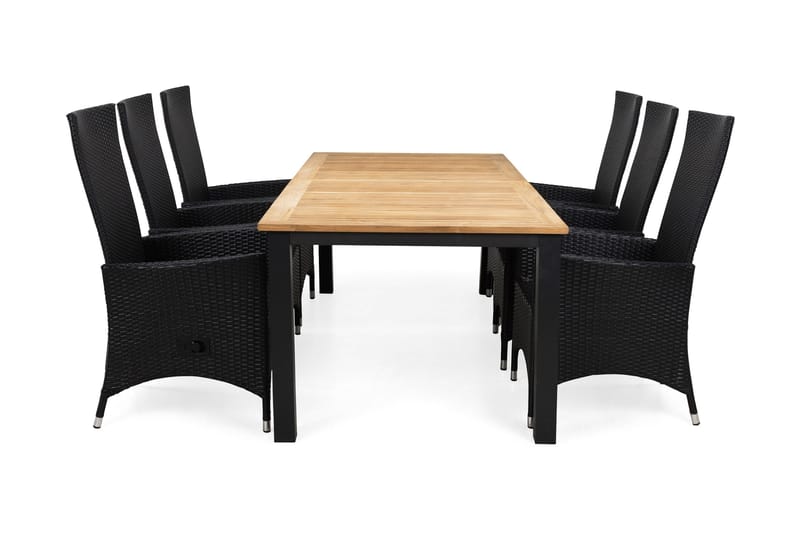 Las Vegas Spisegruppe 220-280+6 Jenny Regulerbare Stoler, Inkl Puter Svart/Teak