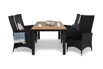 Las Vegas Spisegruppe 220-280+6 Jenny Regulerbare Stoler - Inkl Puter Svart/Teak - Hagemøbler & utemiljø - Hagegruppe - Spisegrupper hage