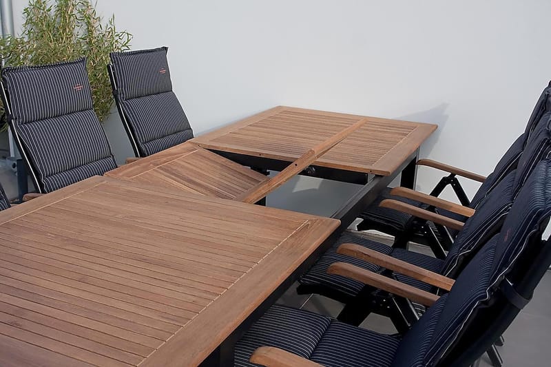 Las Vegas Spisegruppe 220-280+6 Posisjonsstoler Lyx - Svart/Teak - Hagemøbler & utemiljø - Hagegruppe - Spisegrupper hage