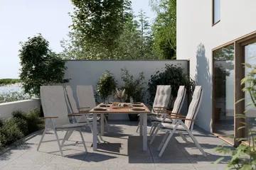 Las Vegas Spisegruppe 220-280+6 Posisjonsstoler Lyx - Hvit/Teak - Hagemøbler & utemiljø - Hagegruppe - Spisegrupper hage