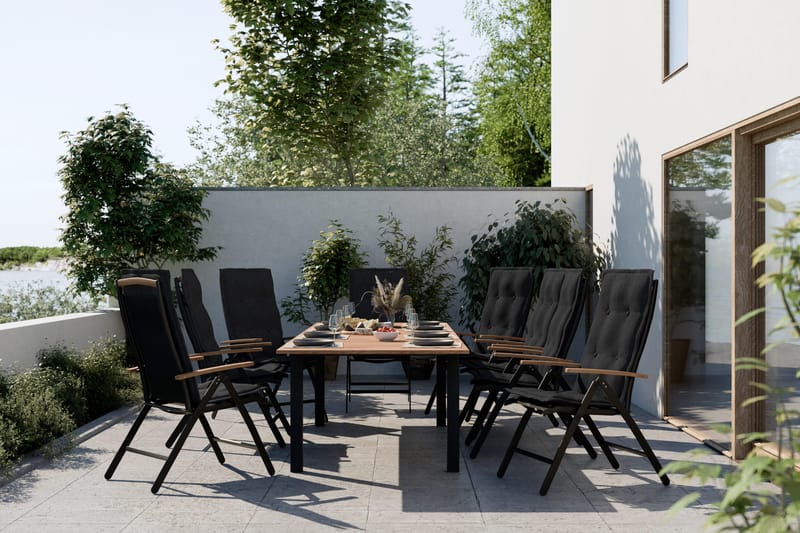 Las Vegas Spisegruppe 220-280+6 Posisjonsstoler Lyx - Svart/Teak - Hagemøbler & utemiljø - Hagegruppe - Spisegrupper hage