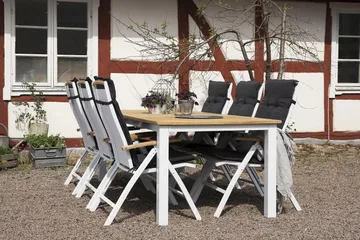 Las Vegas Spisegruppe 220-280+6 Posisjonsstoler Lyx - Hvit/Teak - Hagemøbler & utemiljø - Hagegruppe - Spisegrupper hage