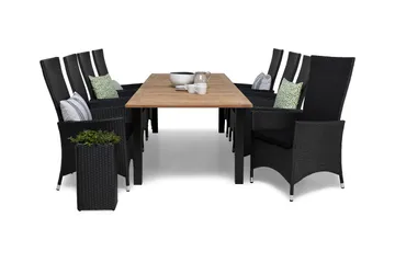 Las Vegas Spisegruppe 220-280+8 Jenny Regulerbare Stoler - Inkl Puter Svart/Teak - Hagemøbler & utemiljø - Hagegruppe - Spisegrupper hage