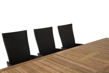 Las Vegas Spisegruppe 220-280+8 Jenny Regulerbare Stoler - Svart/Teak - Hagemøbler & utemiljø - Hagegruppe - Spisegrupper hage