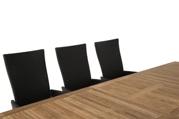 Las Vegas Spisegruppe 220-280+8 Jenny Regulerbare Stoler - Svart/Teak - Hagemøbler & utemiljø - Hagegruppe - Spisegrupper hage