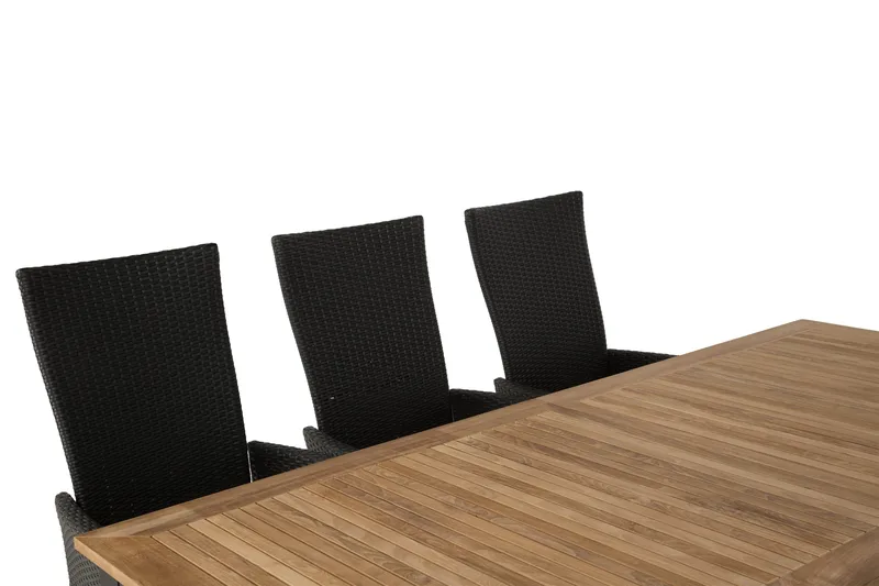 Las Vegas Spisegruppe 220-280+8 Jenny Regulerbare Stoler - Svart/Teak - Hagemøbler & utemiljø - Hagegruppe - Spisegrupper hage