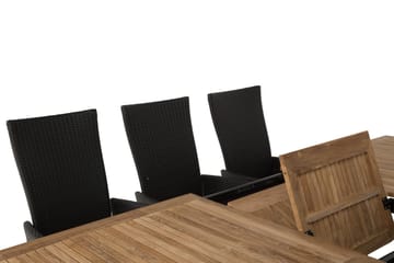 Las Vegas Spisegruppe 220-280+8 Jenny Regulerbare Stoler - Svart/Teak - Hagemøbler & utemiljø - Hagegruppe - Spisegrupper hage