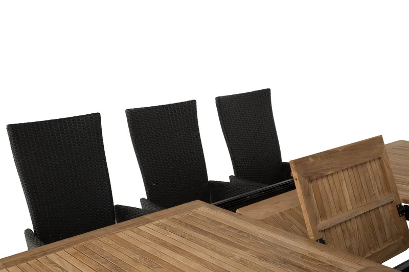 Las Vegas Spisegruppe 220-280+8 Jenny Regulerbare Stoler - Svart/Teak - Hagemøbler & utemiljø - Hagegruppe - Spisegrupper hage