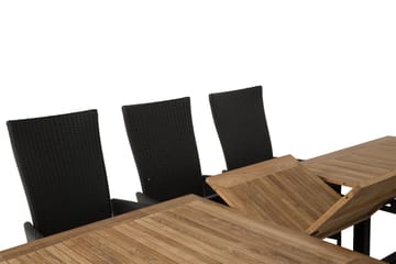 Las Vegas Spisegruppe 220-280+8 Jenny Regulerbare Stoler - Svart/Teak - Hagemøbler & utemiljø - Hagegruppe - Spisegrupper hage