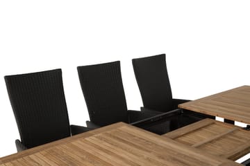 Las Vegas Spisegruppe 220-280+8 Jenny Regulerbare Stoler - Svart/Teak - Hagemøbler & utemiljø - Hagegruppe - Spisegrupper hage