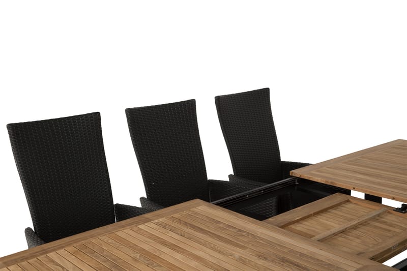 Las Vegas Spisegruppe 220-280+8 Jenny Regulerbare Stoler - Svart/Teak - Hagemøbler & utemiljø - Hagegruppe - Spisegrupper hage
