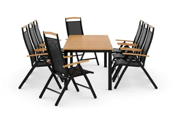 Las Vegas Spisegruppe 220-280+8 Posisjonsstoler Lyx - Svart/Teak - Hagemøbler & utemiljø - Hagegruppe - Spisegrupper hage