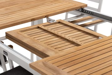 Las Vegas Spisegruppe 220-280 cm + 6 Olivenenr Spisestoler - Teak/Hvit - Hagemøbler & utemiljø - Hagegruppe - Spisegrupper hage