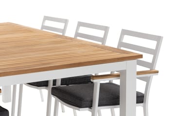Las Vegas Spisegruppe 220-280 cm + 6 Olivenenr Spisestoler - Teak/Hvit - Hagemøbler & utemiljø - Hagegruppe - Spisegrupper hage