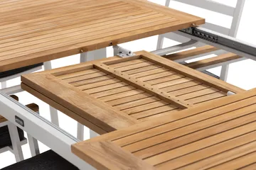 Las Vegas Spisegruppe 220-280 cm + 8 Olivenenr Spisestoler - Teak/Hvit - Hagemøbler & utemiljø - Hagegruppe - Spisegrupper hage