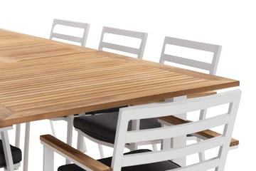 Las Vegas Spisegruppe 220-280 cm + 8 Olivenenr Spisestoler - Teak/Hvit - Hagemøbler & utemiljø - Hagegruppe - Spisegrupper hage