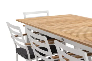 Las Vegas Spisegruppe 220-280 cm + 8 Olivenenr Spisestoler - Teak/Hvit - Hagemøbler & utemiljø - Hagegruppe - Spisegrupper hage