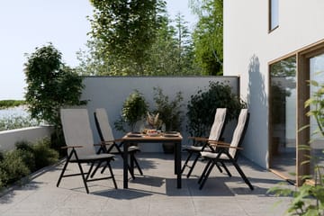 Las Vegas Spisegruppe 220-280x100 + 6 Stoler m Pute - Svart/Teak - Hagemøbler & utemiljø - Hagegruppe - Spisegrupper hage