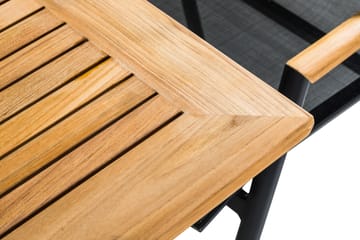Las Vegas Spisegruppe 220-280x100 + 6 Stoler m Pute - Svart/Teak - Hagemøbler & utemiljø - Hagegruppe - Spisegrupper hage