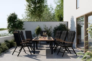 Las Vegas Spisegruppe 220-280x100 + 8 Stoler m Pute - Svart/Teak - Hagemøbler & utemiljø - Hagegruppe - Spisegrupper hage