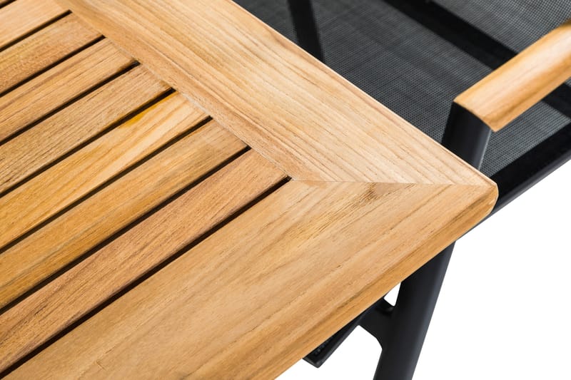 Las Vegas Spisegruppe 220-280x100 + 8 Stoler m Pute - Svart/Teak - Hagemøbler & utemiljø - Hagegruppe - Spisegrupper hage
