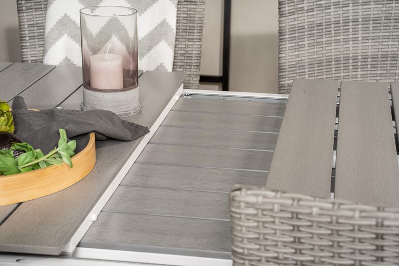 Levels Forlengbar Spisegruppe 160-240cm + 6 Malin Stoler - Grå - Hagemøbler & utemiljø - Hagegruppe - Spisegrupper hage