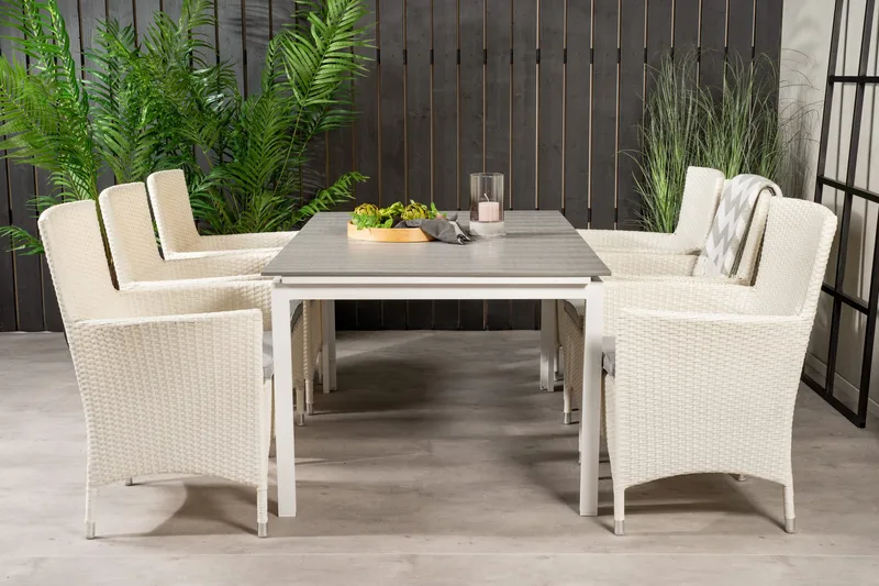 Levels Forlengbar Spisegruppe 160-240cm + 6 Malin Stoler, Hvit