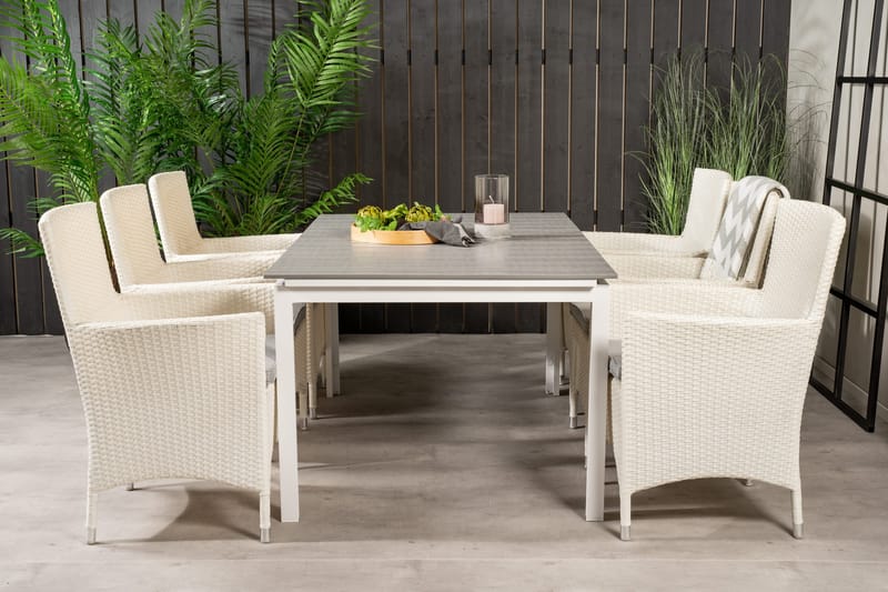 Levels Forlengbar Spisegruppe 160-240cm + 6 Malin Stoler, Hvit