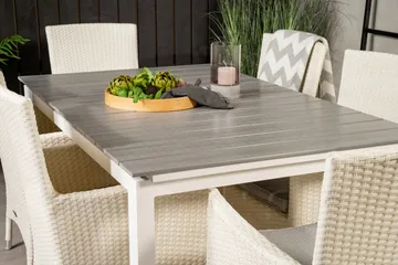 Levels Forlengbar Spisegruppe 160-240cm + 6 Malin Stoler - Hvit - Hagemøbler & utemiljø - Hagegruppe - Spisegrupper hage