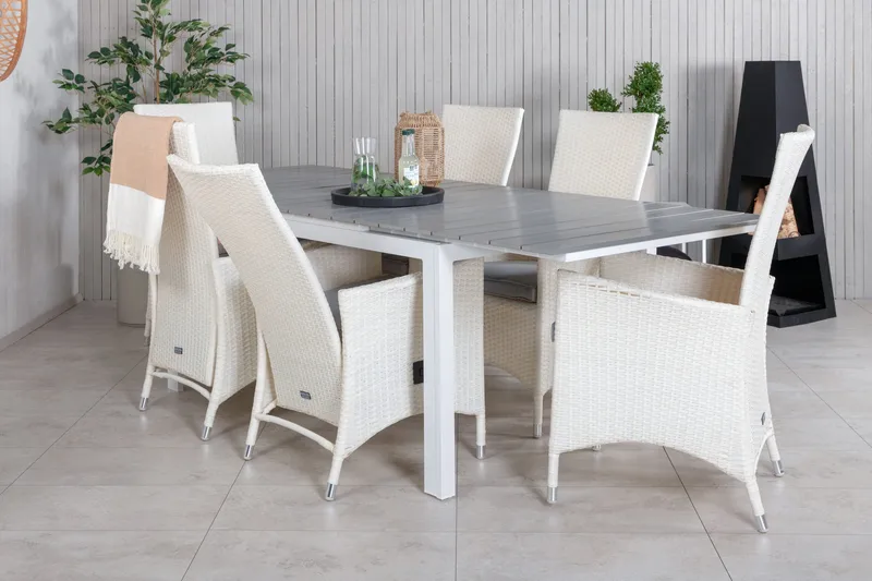 Levels Forlengbar Spisegruppe 160-240cm + 6 Padova Stoler, Grå