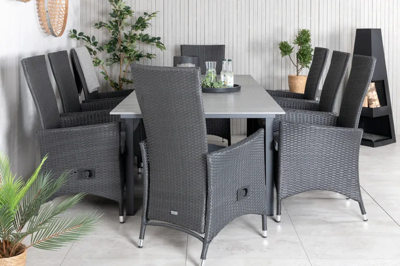 Levels Forlengbar Spisegruppe 160-240cm + 8 Padova Stoler - Natur - Hagemøbler & utemiljø - Hagegruppe - Spisegrupper hage