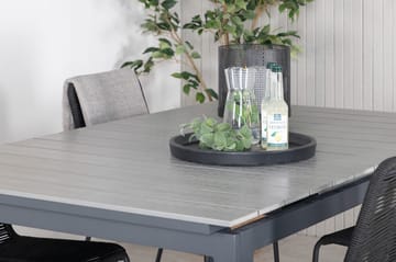 Levels Forlengbar Spisegruppe 160cm + 4 Lindos Stoler - Svart/Grå - Hagemøbler & utemiljø - Hagegruppe - Spisegrupper hage