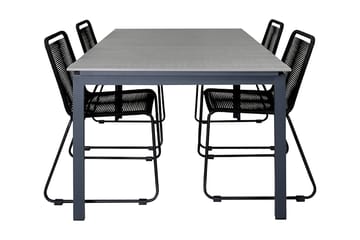 Levels Forlengbar Spisegruppe 160cm + 4 Lindos Stoler - Svart/Grå - Hagemøbler & utemiljø - Hagegruppe - Spisegrupper hage