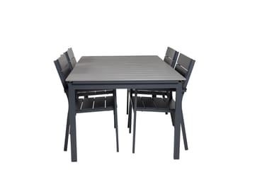 Levels Forlengbar Spisegruppe 160cm + 4 Spisestoler - Svart - Hagemøbler & utemiljø - Hagegruppe - Spisegrupper hage