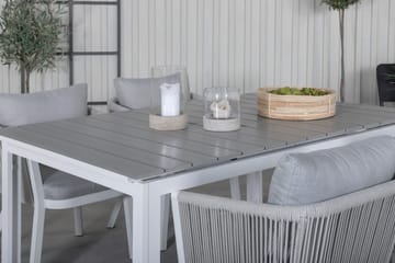 Levels Forlengbar Spisegruppe 160cm + 4 Virya Stoler - Hvit/Grå - Hagemøbler & utemiljø - Hagegruppe - Spisegrupper hage