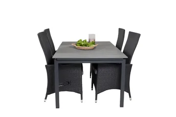 Levels Forlengbar Spisegruppe 160cm + 4 Padova Spisestoler - Natur - Hagemøbler & utemiljø - Hagegruppe - Spisegrupper hage