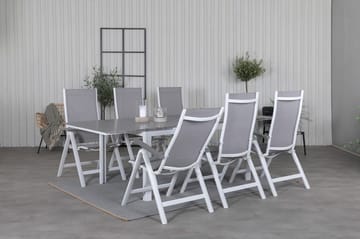 Levels Forlengbar Spisegruppe 160cm + 6 Albany Spisestoler - Hvit - Hagemøbler & utemiljø - Hagegruppe - Spisegrupper hage