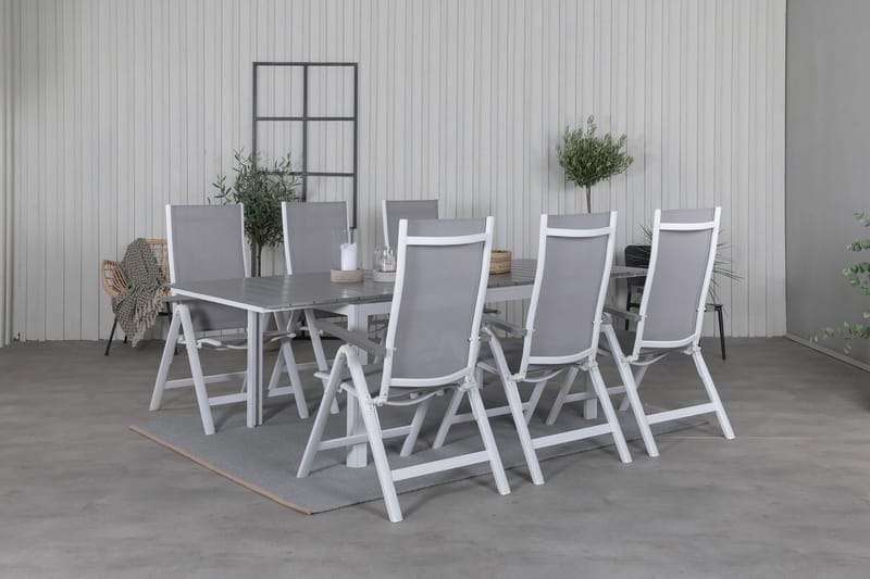 Levels Forlengbar Spisegruppe 160cm + 6 Albany Spisestoler, Hvit