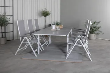 Levels Forlengbar Spisegruppe 160cm + 6 Albany Spisestoler - Hvit - Hagemøbler & utemiljø - Hagegruppe - Spisegrupper hage