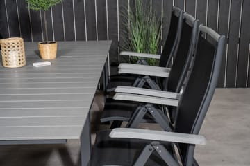Levels Forlengbar Spisegruppe 160cm + 6 Albany Stoler - Svart/Grå - Hagemøbler & utemiljø - Hagegruppe - Spisegrupper hage