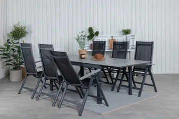 Levels Forlengbar Spisegruppe 160cm + 6 Albany Stoler - Svart/Grå - Hagemøbler & utemiljø - Hagegruppe - Spisegrupper hage