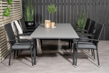 Levels Forlengbar Spisegruppe 160cm + 6 Anna Stoler - Svart/Grå - Hagemøbler & utemiljø - Hagegruppe - Spisegrupper hage