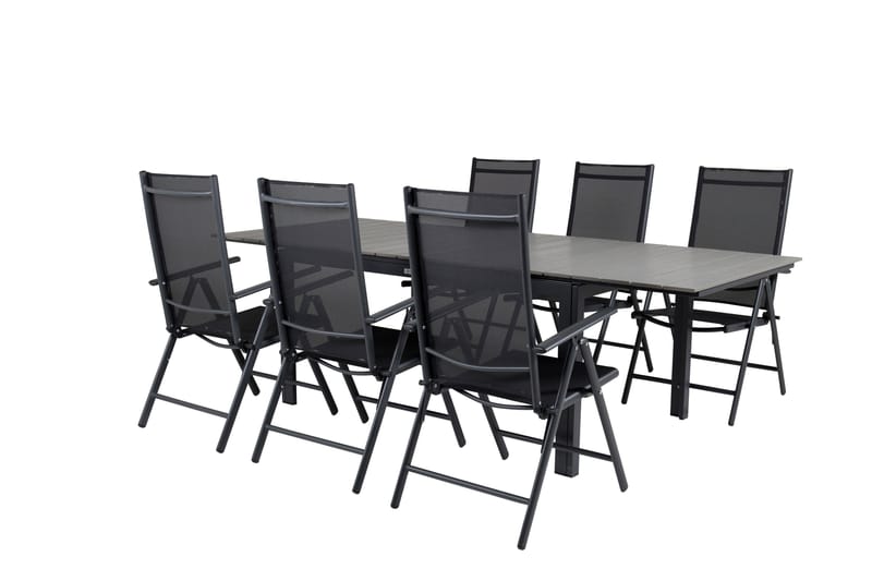 Levels Forlengbar Spisegruppe 160cm + 6 Break Stoler, Svart/Grå