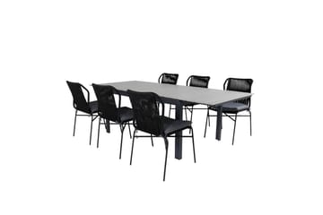 Levels Forlengbar Spisegruppe 160cm + 6 Julian Stoler - Grå/Svart - Hagemøbler & utemiljø - Hagegruppe - Spisegrupper hage
