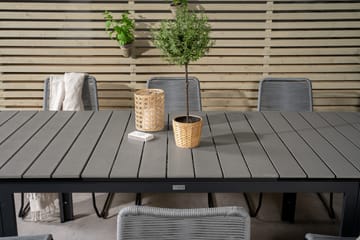 Levels Forlengbar Spisegruppe 160cm + 6 Lindos Stoler - Svart/Grå - Hagemøbler & utemiljø - Hagegruppe - Spisegrupper hage