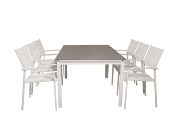Levels Forlengbar Spisegruppe 160cm + 6 Santorini Stoler - Hvit/Grå - Hagemøbler & utemiljø - Hagegruppe - Spisegrupper hage