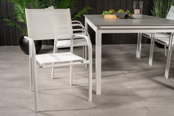 Levels Forlengbar Spisegruppe 160cm + 6 Santorini Stoler - Hvit/Grå - Hagemøbler & utemiljø - Hagegruppe - Spisegrupper hage