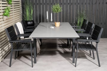 Levels Forlengbar Spisegruppe 160cm + 6 Spisestoler - Svart - Hagemøbler & utemiljø - Hagegruppe - Spisegrupper hage