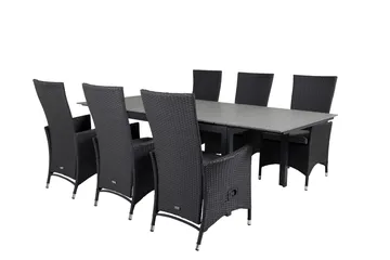 Levels Forlengbar Spisegruppe 160cm + 6 Padova Spisestoler - Natur - Hagemøbler & utemiljø - Hagegruppe - Spisegrupper hage